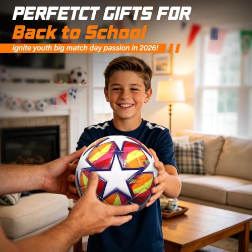 Champhox Size 4 Orange Soccer Ball for Kids & Teens - Durable & Soft