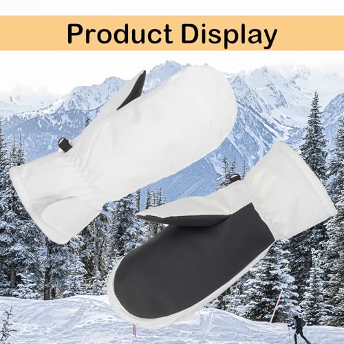 Winter Thermal Ski Mittens - Waterproof Windproof Snow Gloves - White