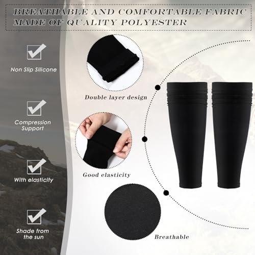 Tarpop 4 Pairs Youth Soccer Leg Sleeves Black Compression Support