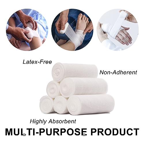 Gauze Bandage Rolls with Medical Tape - 24 Pack + Bonus Tape