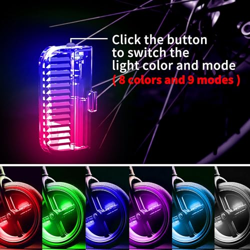 Rechargeable Bike Wheel Lights - 7-Color Motion Sensor, Waterproof