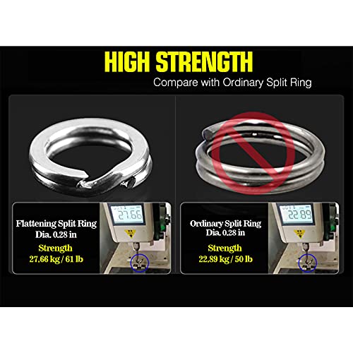 AMYSPORTS Stainless Steel Saltwater Fishing Split Rings 16 Size 300lb 50 pcs