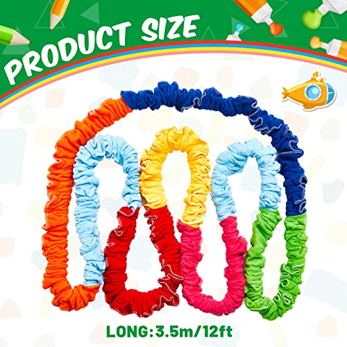 Jecery 12ft Multicolor Elastic Fleece Resistance Band for Group Activities