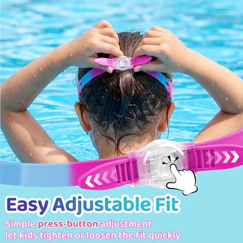 Kids Swimming Goggles Anti-Fog Leak-Proof for Ages 3-8 - Rose Blue