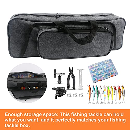 Hikary 43cm/17in Fishing Rod Bag Case with Side Pocket – Black