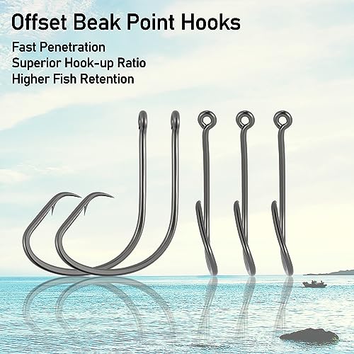 100 Pack Light Circle Hooks for Fresh & Saltwater Fishing - #6