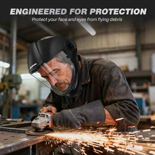 ARCCAPTAIN Premium Face Shield, Full Face Impact Resistant Mask with Polycarbonate Visor and Adjustable Ratcheting Headgear, ANSI Z87.1 Certified for Grinding, Cutting, Industrial Use