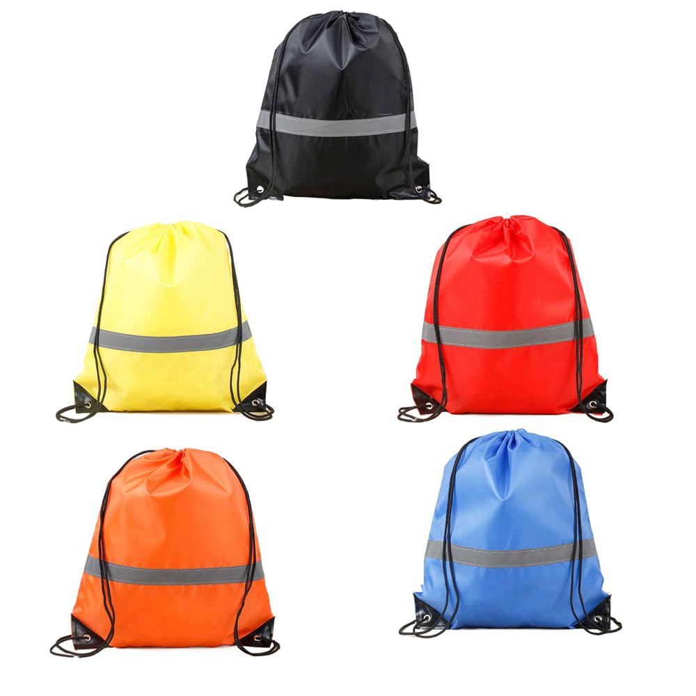 Leadigol 5 Pack Drawstring Backpack,Sport Drawstring Backpack Bags with Reflective Strip,String Backpack Cinch Bags for Women Men,for Yoga Sport Gym Traveling