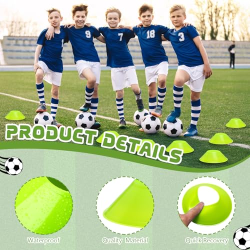 12 Pcs Mini Soccer Cones - Green Agility Training Discs