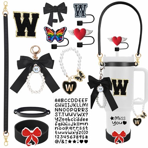 11-Piece Tumbler Accessory Set for 30oz/40oz Cups - Black Letter W