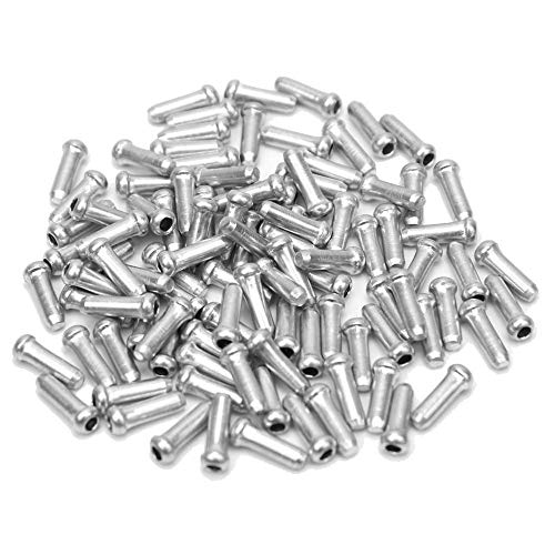 Aluminum Bike Cable End Caps for Brake & Shift Wires - Silver, 200 Pieces