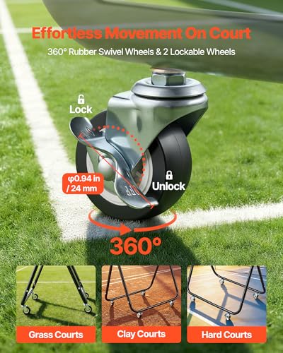 VEVOR 175 Balls Tennis & Pickleball Hopper Cart - Foldable Ball Pickup Basket, Portable Storage for Tennis Training & Sports