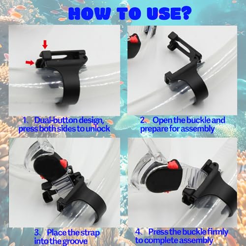 25mm Plastic Snorkel Clips - 2 Pack Quick Release for Dive Mask