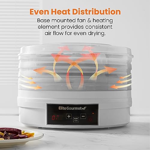 Elite Gourmet Digital Food Dehydrator with 5 Trays, 48-Hour Timer