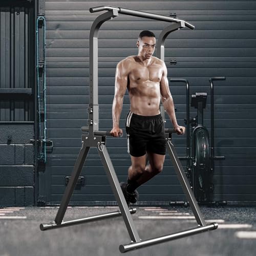 Foldable Pull Up Bar Power Tower with Assistance Bands - Black 01
