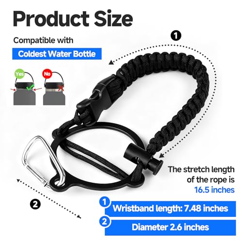 Paracord Water Bottle Handle with Carabiner - Durable & Lightweight