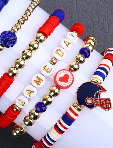 Game Day Football Charm Bracelets for Women - Red, Black, Blue