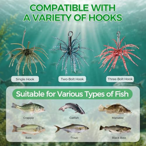Penicfine 10PC 4.3 Inch Tentacle Fishing Lure Soft Plastic Sea Urchin Bait