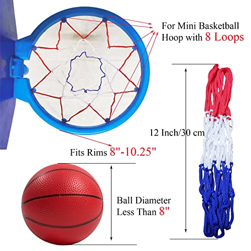 Mini Basketball Hoop Net Replacement - 8 Loops, 8-10.25" Rims