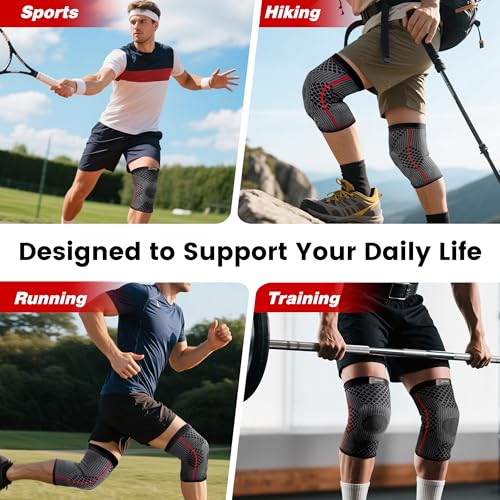 ZOYER Medium Knee Support Brace with Gel Patella Pad, 2 Pack for Men & Women