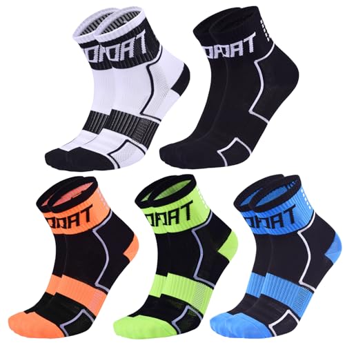Men's Cycling Socks 5 Pair Compression Athletic Crew Reflective Bike Socks