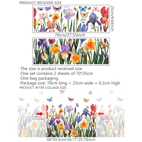 Runtoo Garden Flower Wall Art Decals Wildflower Floral Butterfly Wall Stickers Girls Bedroom Living Room Nursery Wall Decor