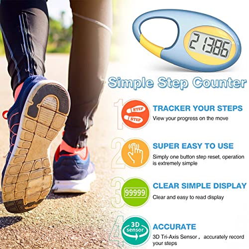 3D Step Counter Pedometer with Lanyard - Blue