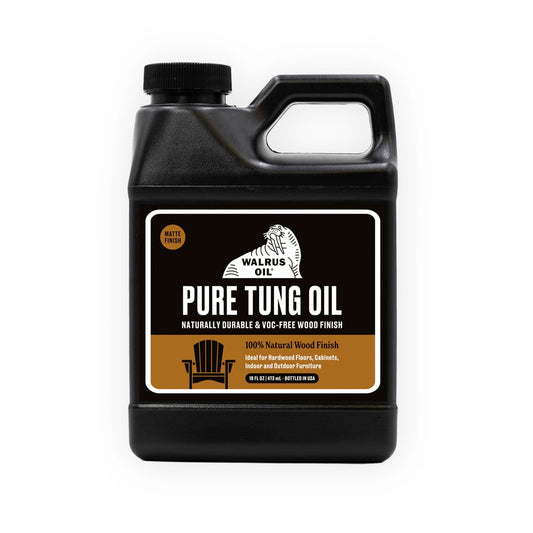 WALRUS OIL - 100% Pure Tung Oil, Wood Finish for Any Woodworking Project, Natural, Vegan, Food-Safe. 16oz Jug