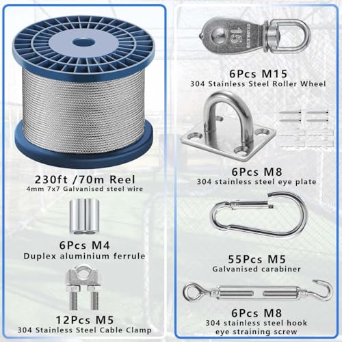 Heavy Duty Batting Cage Cable Tension Kit - 55 FT