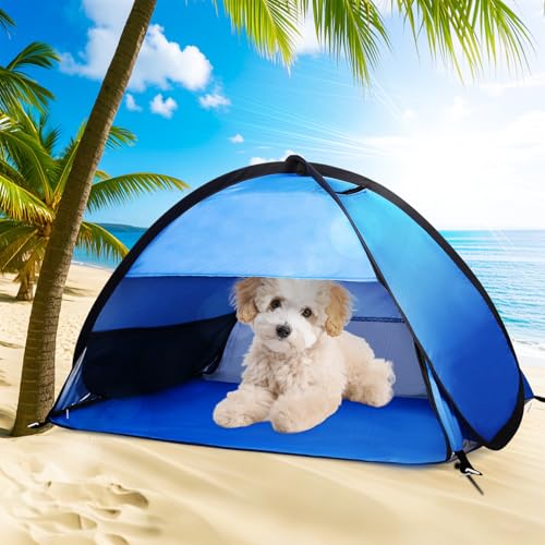 YZBEIMDAI Blue Breathable Pop-Up Beach Sun Shelter 27.5in - Instant Shade Tent with Phone Stand