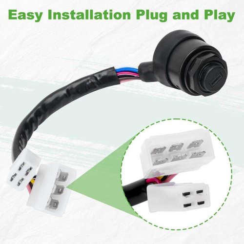 10L0L Ignition Switch Key for Yamaha G1 Gas 2 Cycle Golf Cart - Key Switch with Wire Harness Replace OEM Part J17-82508-20