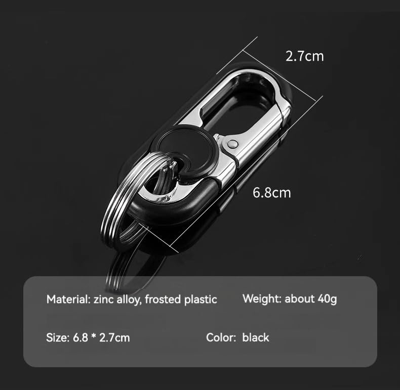 Stainless Steel Car Keychain for Men - 2 Pack, Black