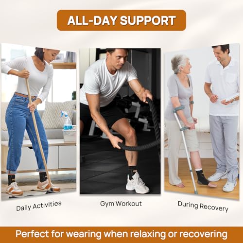 Copper Ankle Brace - Ultra-Breathable Compression Support - Black, Large