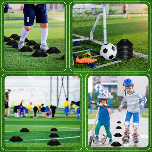 Black Mini Soccer Cones for Agility Training, 12 Pack - Sports & Football Drills