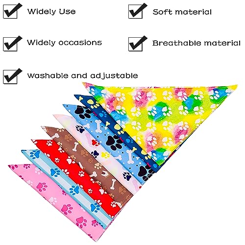 PET SHOW Medium Paw Print Dog Bandanas 50 Pack - Adjustable, Breathable Polyester, Perfect for Small & Medium Dogs & Cats - Paw Pattern Accessories