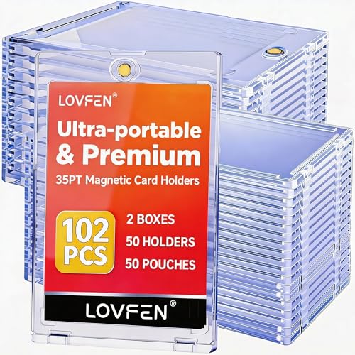 50 Magnetic Card Holders - Ultra-Slim Hard Plastic Trading Card Protectors