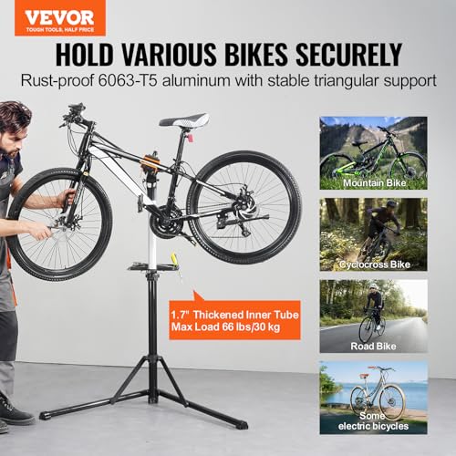 Heavy-Duty Adjustable Bike Repair Stand with Magnetic Tool Tray