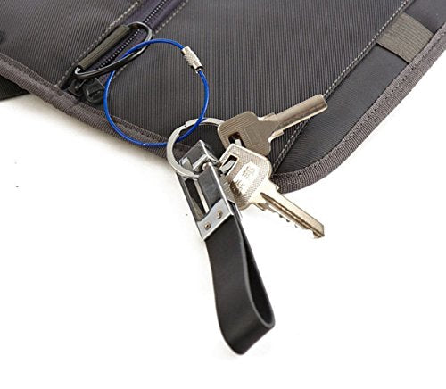 Stainless Steel Wire Cable Key Chain - Easy Lock, 5.9 In, Black