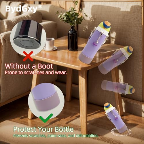 Silicone Boot & Handle Strap Set with Cherry Charm for Owala 40 oz - Purple