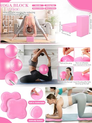 17-Piece Pink Yoga Essential Kit for Beginners - Complete Set