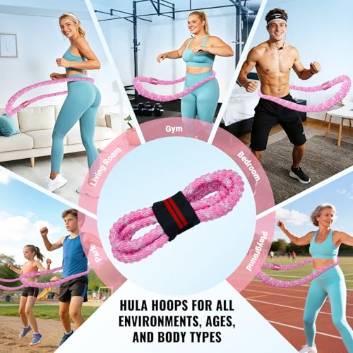 Weighted Soft Hula Hoop for Adults - Pink 3.3lb for Weight Loss