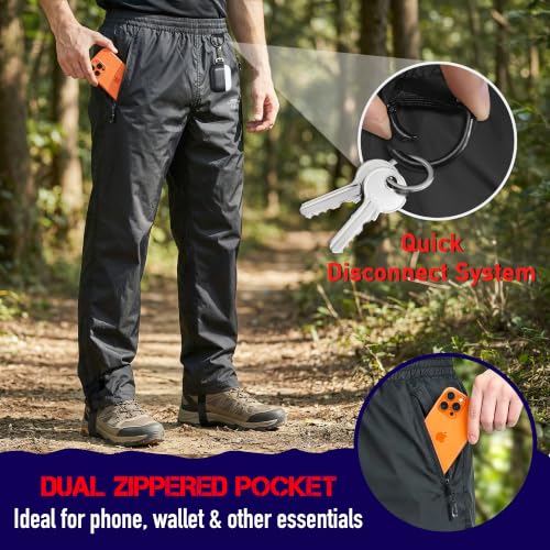 Nomad Men's Waterproof Rain Pants - Lightweight Breathable Hiking & Cycling Overpants