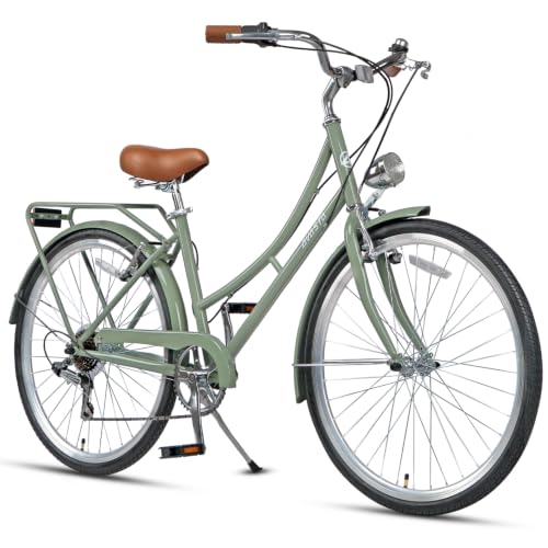 26 Inch Women's Hybrid Bike - Green Frame with Black Tires
