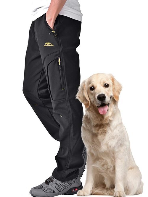 Toomett Men's Snow Pants Skiing Winter Insulated Soft Shell Outdoor Fleece Lined Hiking Pants with Zipper Pockets,MH4409,Black,44