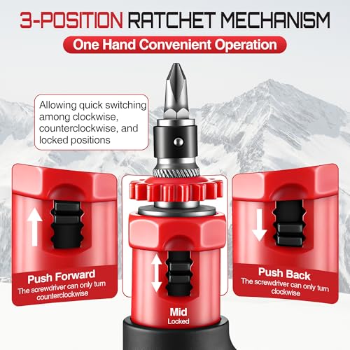 Multi bit Ratchet Snowboard Screwdriver for Adjusting Bindings, Snowboard Multitool, Compact and Pocket Friendly