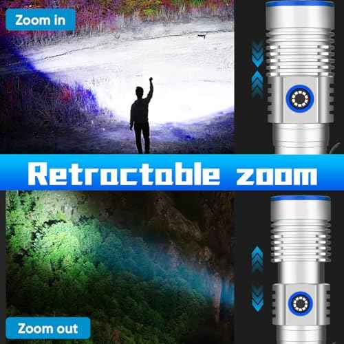 NAKCNM Rechargeable Flashlights High Lumens, 2 Pack 2500 Lumens 4 Modes, Small Magnetic Flashlight Pocket with Clip & Diffuser, Handheld Flashlight Lantern for Camping(Black&Silver)