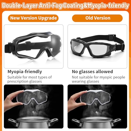 Copkim Black Airsoft Goggles Over Glasses with 3 Interchangeable Lenses, ANSI Z87.1