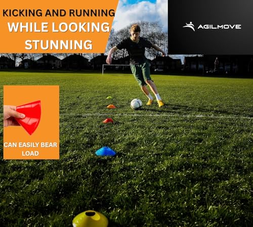 Agility Soccer Cones Set of 15 - Multi Colors with Mesh Bag