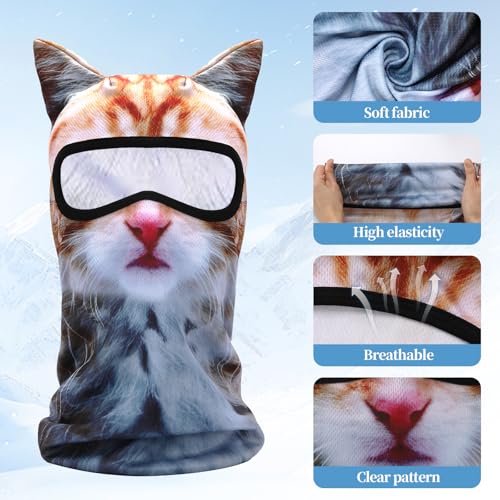 3D Cat Ski Mask Balaclava with Ears - One Size Yellow