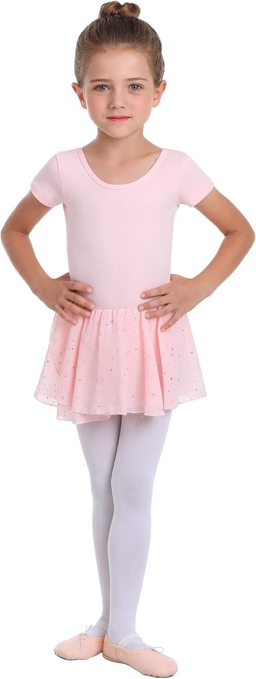 Danswan Toddler Girls Ballet Leotard - Long Sleeve Tutu Dress with Glitter Skirt | Perfect Dance Outfit